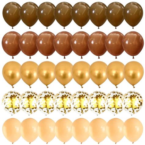 Brown And Gold Balloons Pcs Nude Brown And Tan Balloons Set With Gold Confetti Metallic Gold