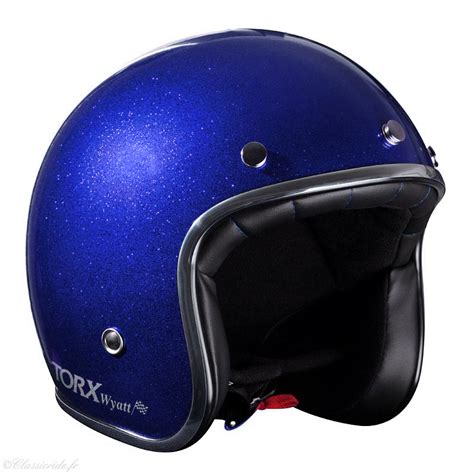 Casque Torx Wyatt Glitter Blue Jet Moto Vintage Paillette