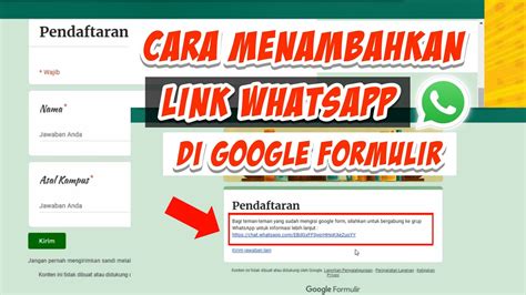 Cara Menambahkan Link Grup Whatsapp Di Google Formulir Youtube