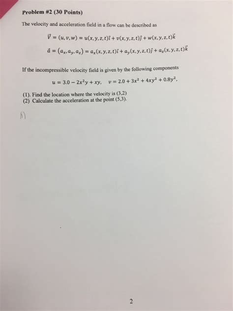 Solved Problem 2 30 Points The Velocity And Acceleration