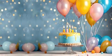 Magical Moments - Birthday Cake and Colorful Balloons - 27945125 Stock ...