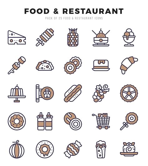 Premium Vector Set Of Food And Restaurant Icons Simple Line Art Style