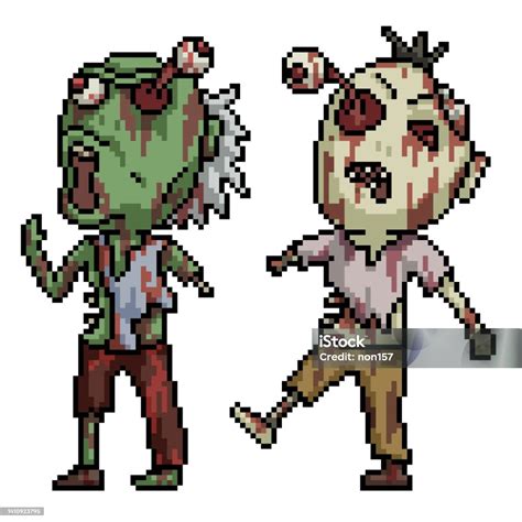 Pixel Art Zombie Walking Halloween Stock Illustration Download Image Now Apocalypse Art