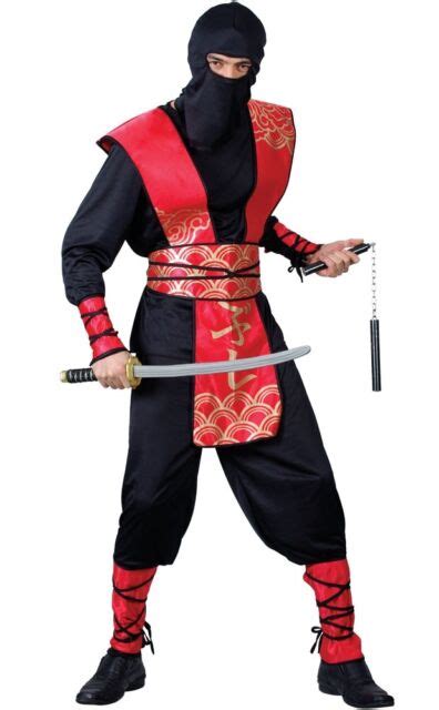 Mens Ninja Master Japanese Samurai Warrior Outfit Fancy Dress Costume