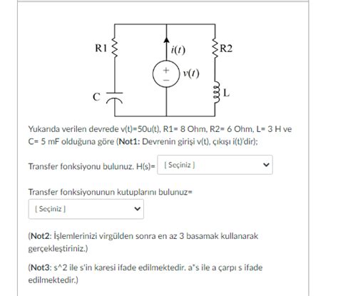 Solved Yukarıda verilen devrede Chegg