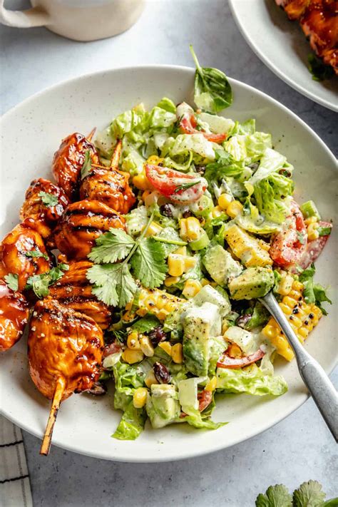bbq chicken skewer salad  defined dish recipes