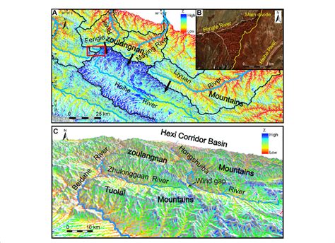 (A): χ-map of the upper Heihe River and its surrounding areas, the red ...