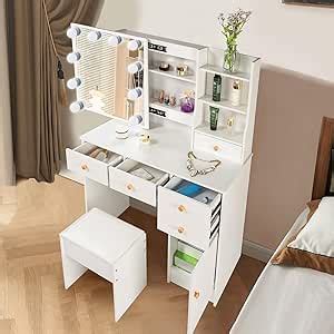 Guanglai Makeup Vanity With Mirror Light Vanity Desk With Storage