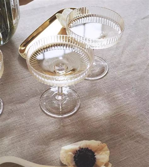 Ripple Ribbed Champagne Saucer Cocktail Glasses Martini Set Of Etsy