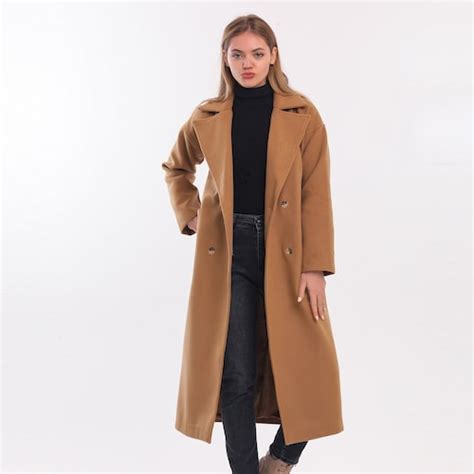 Wool Coat Women Camel Oversized Coat Long Winter Coat Plus Etsy