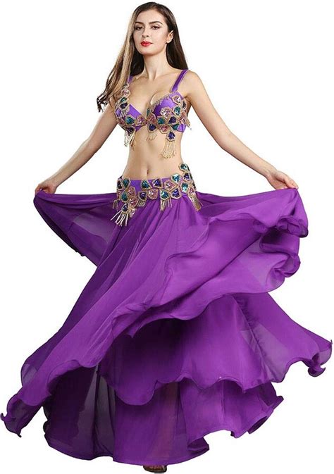 Royal Smeela Belly Dance Bra Belt Skirt Purple Belly Dance Costume