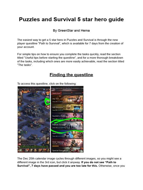 Puzzles And Survival Hero Guide