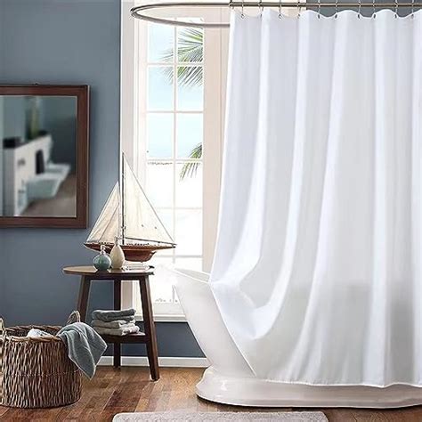 Keliniz Extra Long Fabric White Shower Curtain Liner 84 Inches Long Machine Washable Grommet