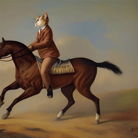 Afbeelding Van Cat Riding Horse · Creative Fabrica