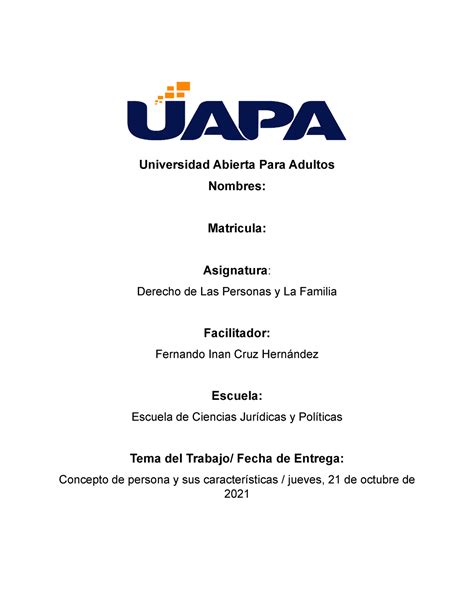 Derecho De Las Personas Y La Familia Universidad Abierta Para Adultos