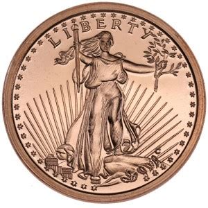 1 Oz Saint Gaudens Copper Round New L JM Bullion