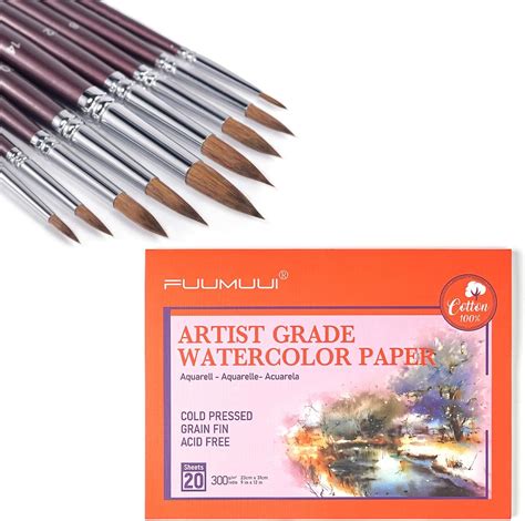 Amazon Fuumuui Pcs Sable Watercolor Brushes Detail To Mop