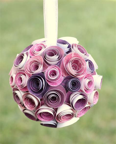 Cute Plum Paper Rosette Pomander Kissing Ball Photography Prop