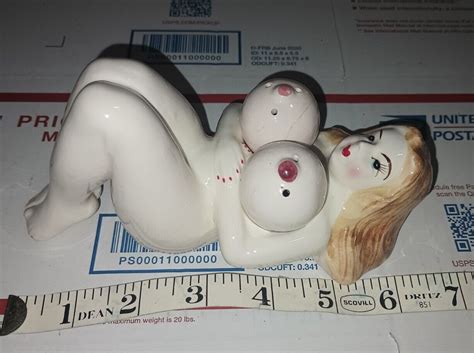 Vintage Nude Naked Lady Boobs Breasts Salt Pepper Shakers Japan Full