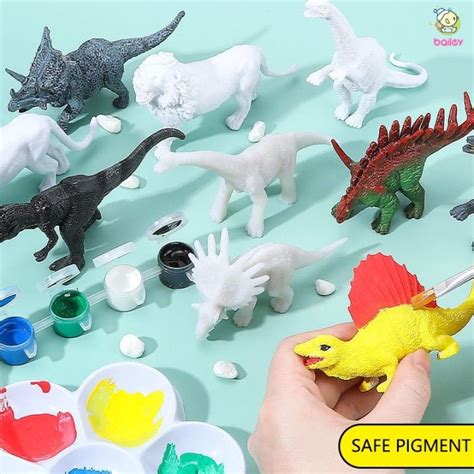 Bailey Children Creative Toys Kids Diy Dino Color Painting 12 Pcs