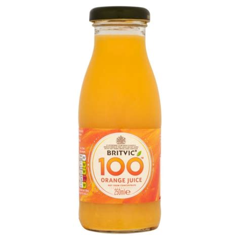 Britvic 100 Orange Juice 250ml Glass Bottle 24 Pack