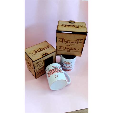 Kit Caneca Dinda Ou Dindo Caixa Mdf Personalizada Submarino