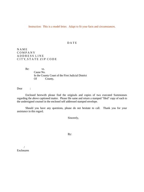 Response To A Summons Letter