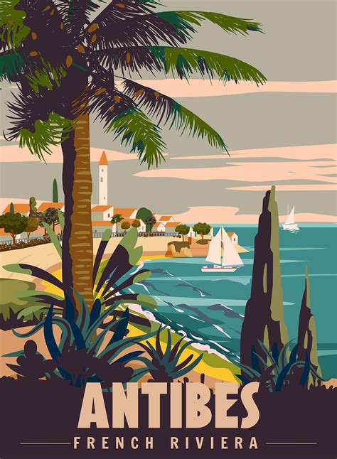 Antibes Retro Poster Behance