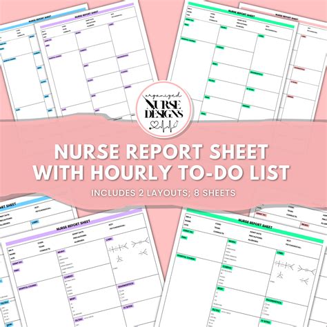 Med Surg Nurse Report Sheet, ICU Nurse Report Sheet, Printable Template