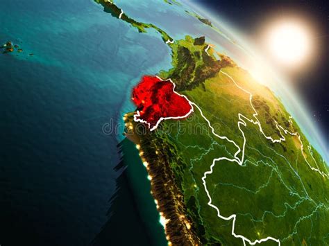 Ecuador From Space During Sunrise Stock Illustration Illustration Of