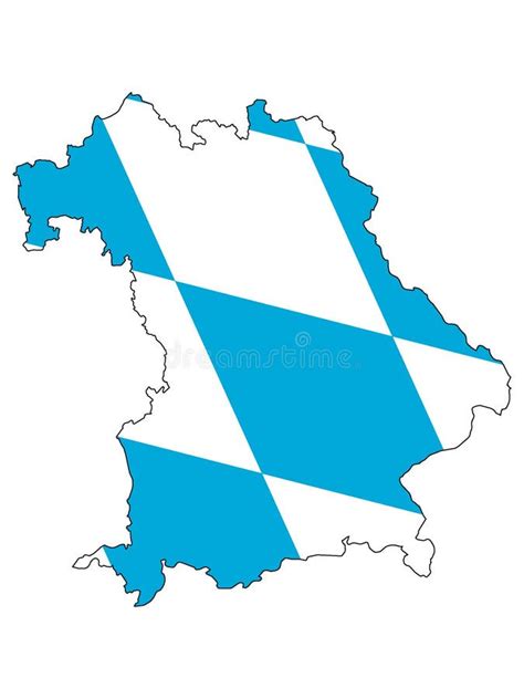 Combined Map And Flag Of German State Of Bavaria Stock Vector