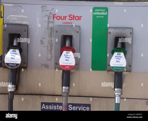 Petrol Pumps At A Garage Stock Photo Alamy