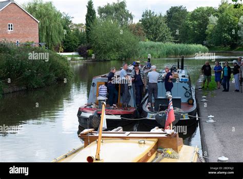 Moored Up Narrow Boats On The Trent And Mersey Canal Northwich