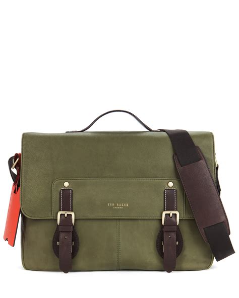 Ted Baker Leather Messenger Bag In Green For Men Olive Lyst