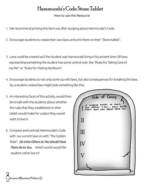 Code Of Hammurabi Activity Sheet