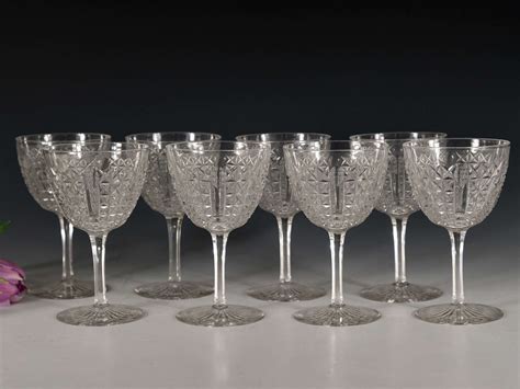 Antique Wine Glasses Set Of Eight English C1880 In Antique Wine Glasses Carafes And Drinking Glasses