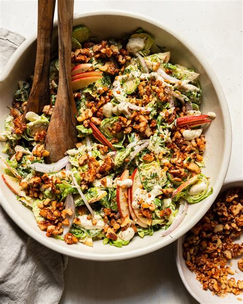 Shaved Brussels Sprout Salad W Creamy Garlic Dressing The First Mess