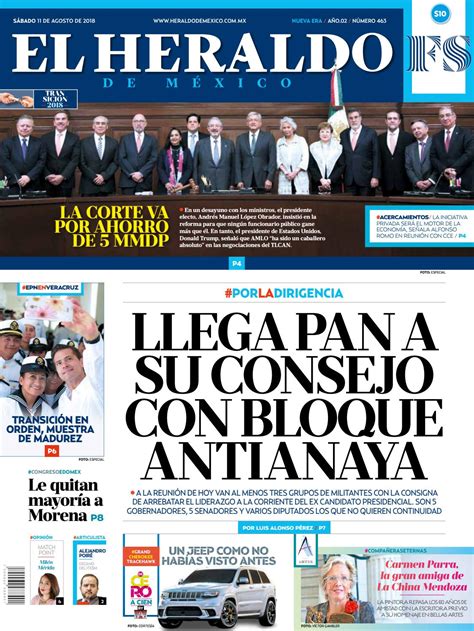 Edición impresa. Sábado 11 de agosto de 2018 by El Heraldo de México ... 