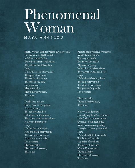 Phenomenal Woman Maya Angelou Poem Literature Typography