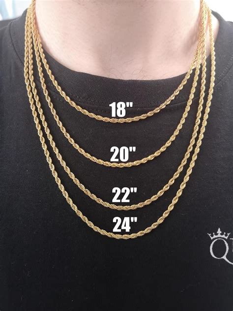 Mens 20 Inch Gold Rope Chain