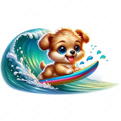 Puppy Surfing Clipart Energetic Puppy Surfing Clipart Bundle 10 High