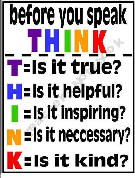 Think Poster Prevent Gossip In Your Classroom Think Poster Words