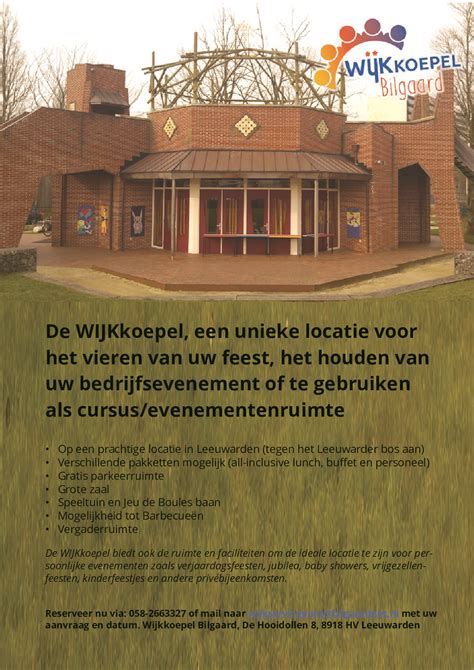 Zaalverhuur Wijkvereniging Bilgaard