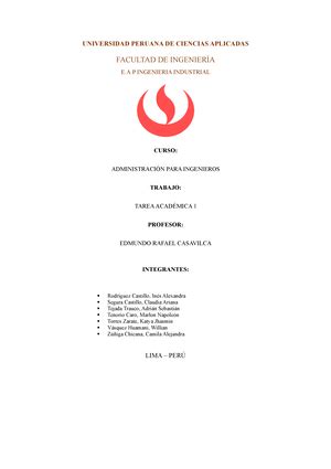 Trabajo Final Administracion PARA Ingenieria UNIVERSIDAD PERUANA DE