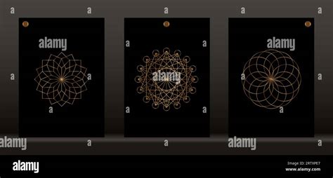 Sacred Geometry Set Graphic Element Vector Isolated On Black