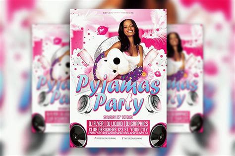 Playful Cute Pajamas Party Flyer Template Free Download Resource Boy