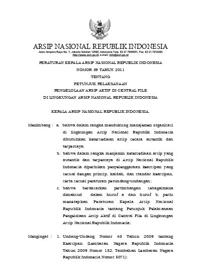 KEPALA ARSIP NASIONAL REPUBLIK INDONESIA