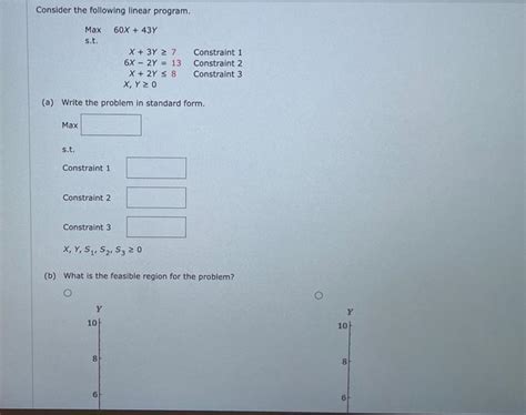 Solved Consider The Following Linear Program Max X Y Chegg