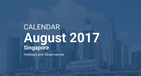 August 2017 Calendar Singapore