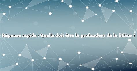 R Ponse Rapide Quelle Doit Tre La Profondeur De La Liti Re